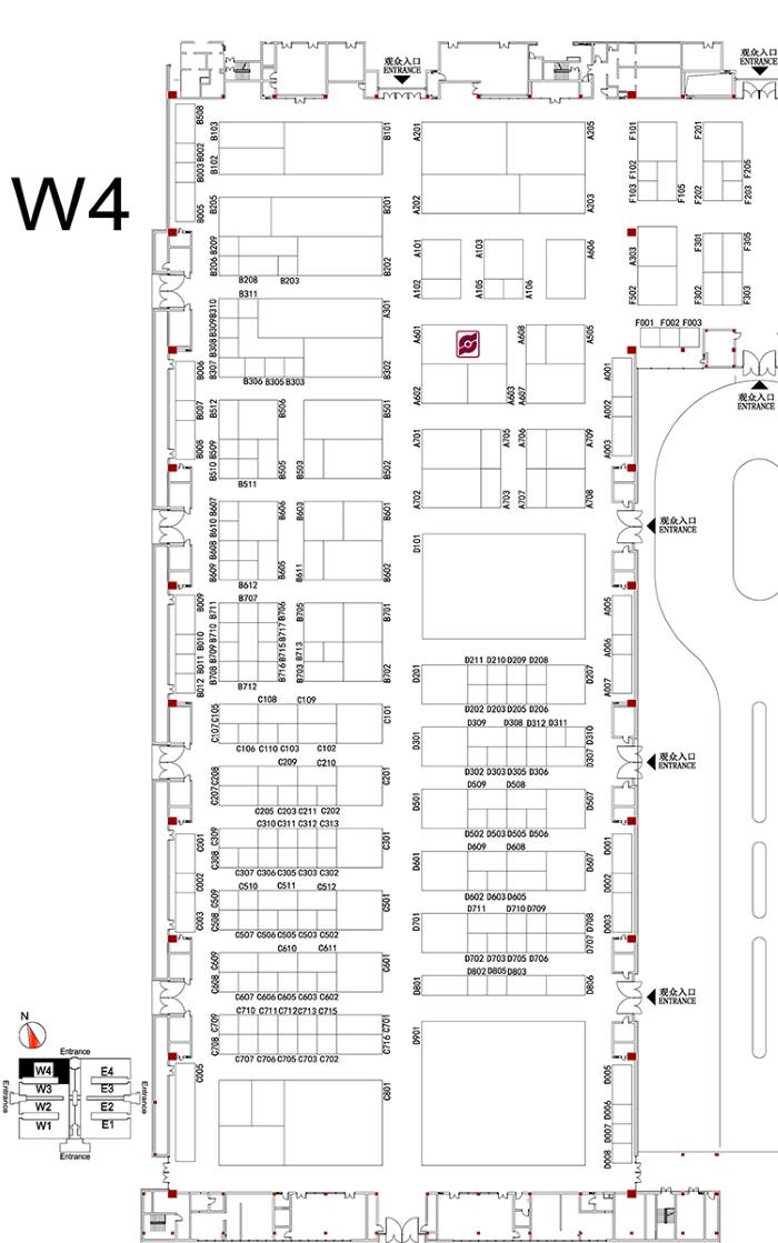 第十四屆中國國際機床工具展覽會(CIMES2018)W4展館展位圖 第十四屆中國國際機床工具展覽會(CIMES2018)W4展館展位圖